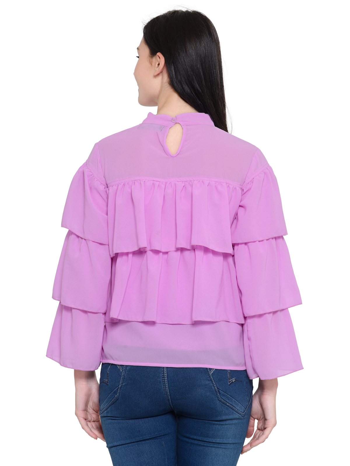 Pastel Mauve Frilled long sleeves top